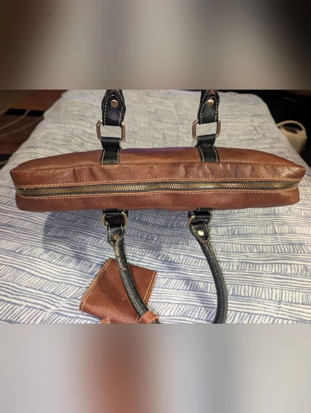 AmeriLeather Leather Messenger Bag Tobacco Brown Satchel Laptop Carrier Vintage